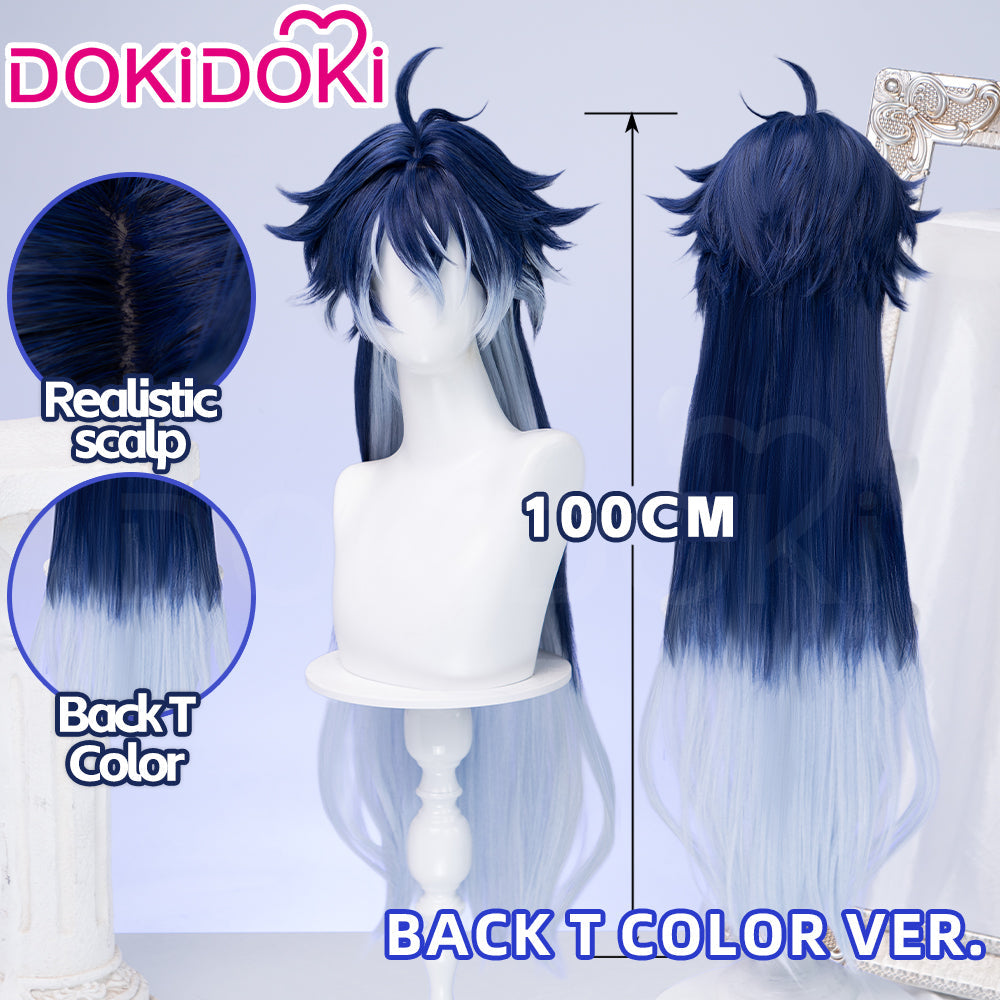 DokiDoki Game Genshin Impact Cosplay Flins Wig Long Blue Gradient Hair Song of the Welkin Moon