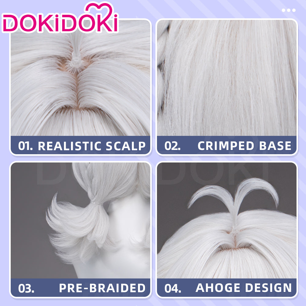 DokiDoki Game Zenless Zone Zero Cosplay Dracaene Sunbringer Wig Short Curly Silver Hair ZZZ