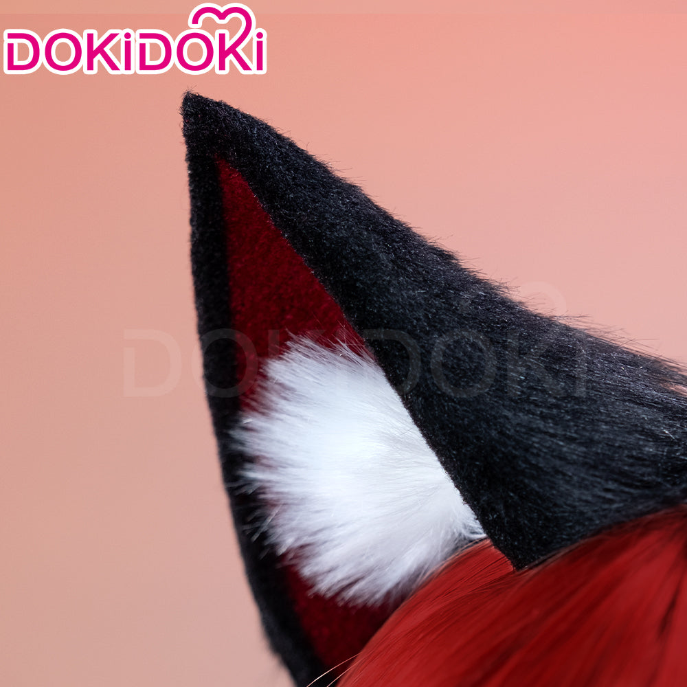 【Partial Ready For Ship】DokiDoki Game Zenless Zone Zero Cosplay Komano Manato Wig / Ears / Tail Short Curly Black Red Silver Hair ZZZ