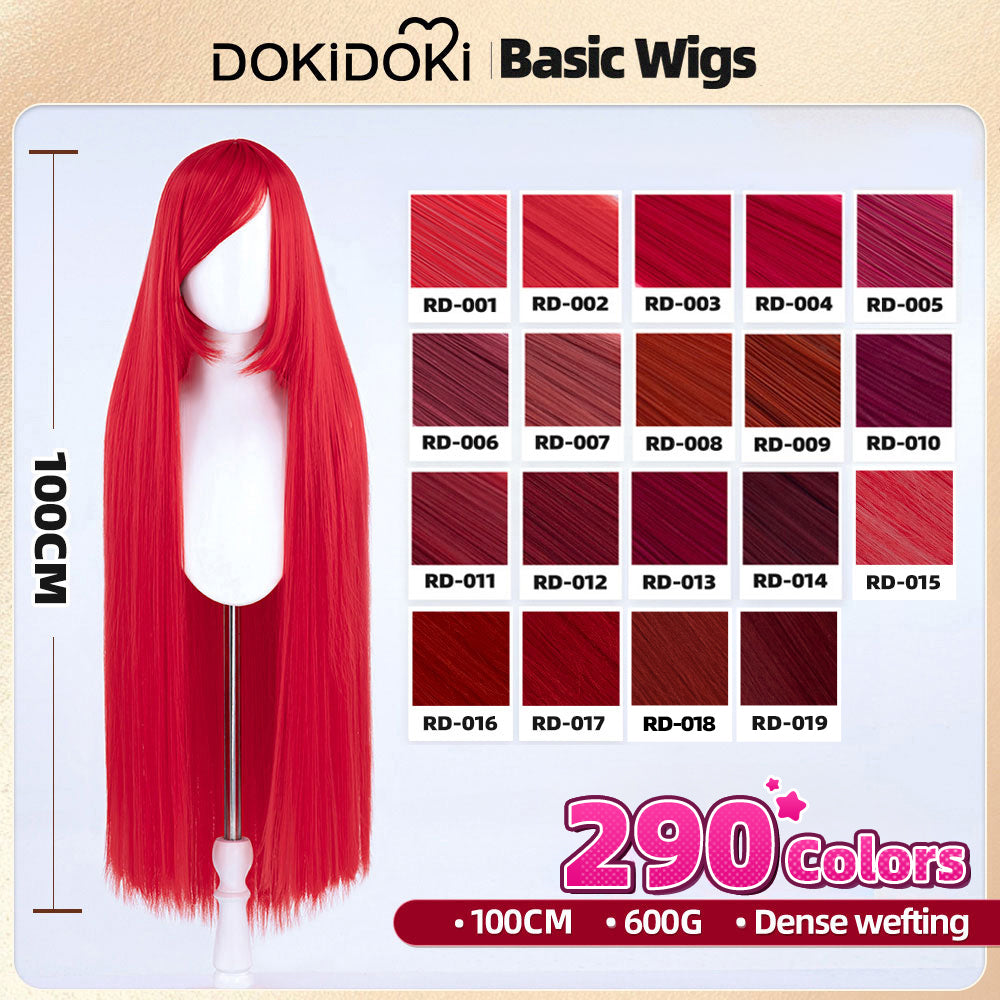 【Partial Ready For Ship】【Red】DokiDoki Cosplay Wig Basic Wig Long Straight Red 100 CM Hair Wig Base