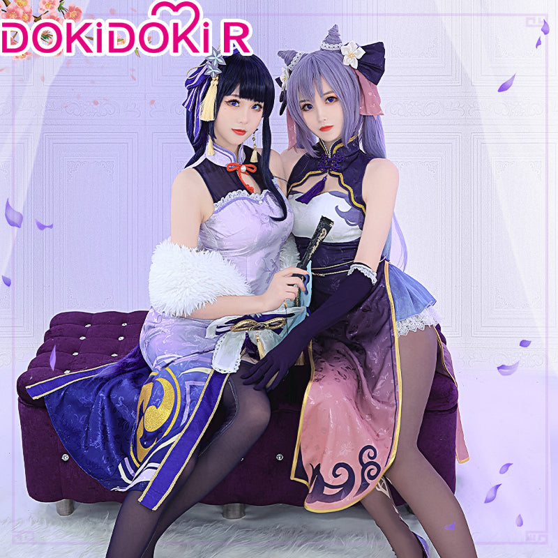 DokiDoki-R Game Genshin Impact Cosplay Raiden Shogun Baal / Keqing Cheongsam Costume  Ke Qing