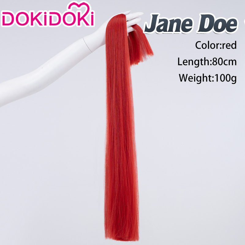 【Ready For Ship】DokiDoki Game Zenless Zone Zero Cosplay Jane Doe Wig / Nails /Weft Long Black Red Hair ZZZ
