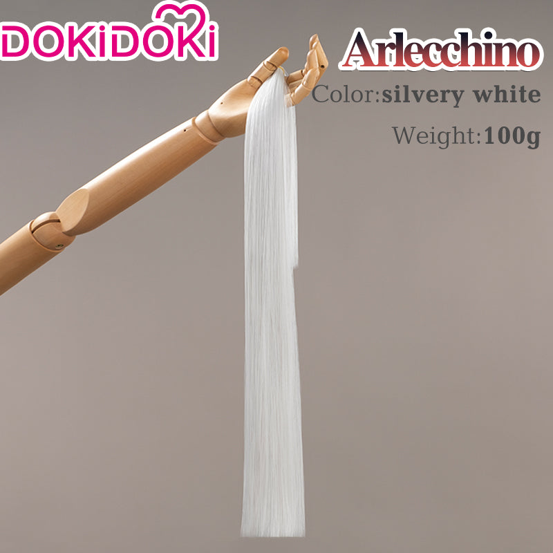 【Partially Ready For Ship】DokiDoki Game Genshin Impact Fontaine Fatui Harbinger Cosplay The Knave Arlecchino Wig Long Straight White Red Gradient Hair / Ear Clip / Wefts / Childhood Ver. / Youth Ver. / Boss Ver.