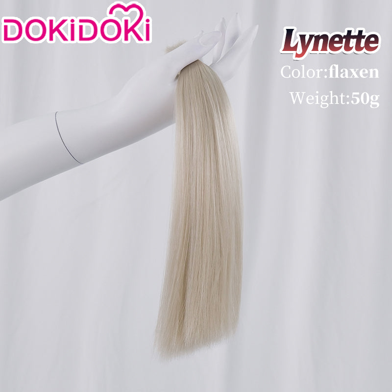 DokiDoki Game Genshin Impact Cosplay Fontaine  Lynette Wig Silver Cute Green Hight Hair/ Wefts/Tattoo Sticker