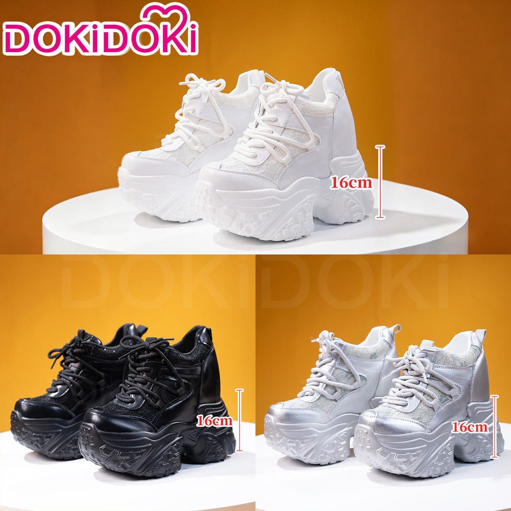 【In Stock】【16 CM】DokiDoki Height Increasing Shoes / Elevator Shoes Black / White / Silver Boots Invisible Breathable Lace Mesh Height-Increasing Shoes
