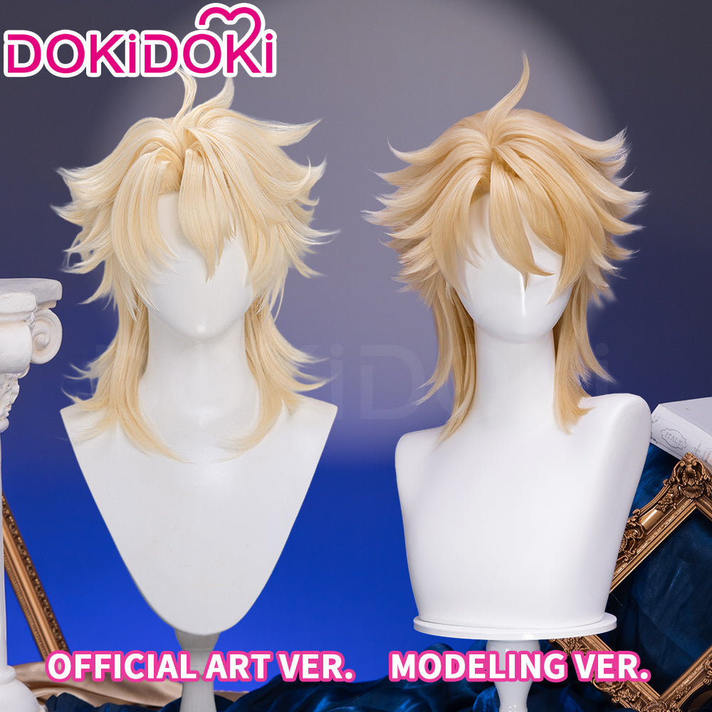 【Ready For Ship】DokiDoki Game Genshin Impact Cosplay Varka Wig Long Blond Hair Knight of Boreas Song of the Welkin Moon