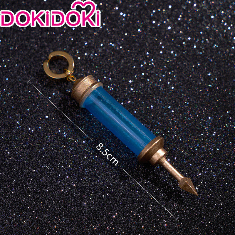 【Ready For Ship】DokiDoki Game Genshin Impact Dottore Cosplay Wig Doctor Short Blue / Earring / Ear Clip / Alchemy Bottle