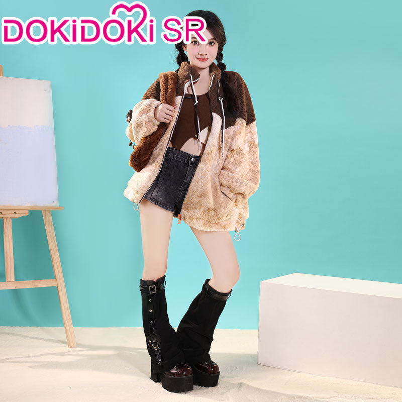 【In Stock】DokiDoki-SR Game Genshin Impact Cosplay Zhong Li Cosplay Casual Wear Doujin Winter Furry Coat Zhongli