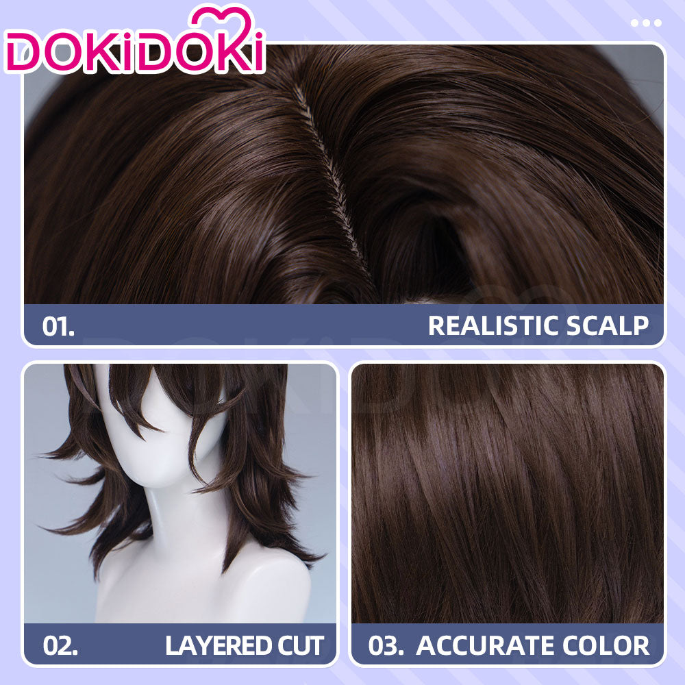 【Ready For Ship】DokiDoki Game Genshin Impact Cosplay Rerir Wig Long Curly White / Dark Hair Racher of Solnari