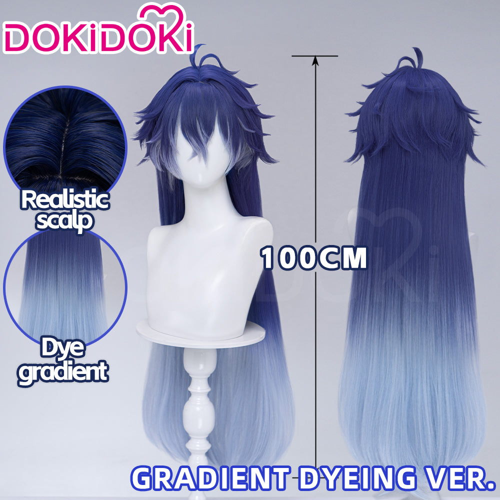 DokiDoki Game Genshin Impact Cosplay Flins Wig Long Blue Gradient Hair Song of the Welkin Moon