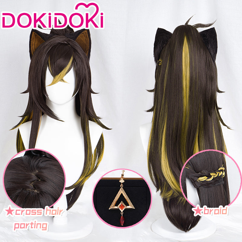 【Ready For Ship】DokiDoki Game Genshin Impact Cosplay Dehya Cosplay Wig / Ear Clip / Ear Sumeru Long Brown