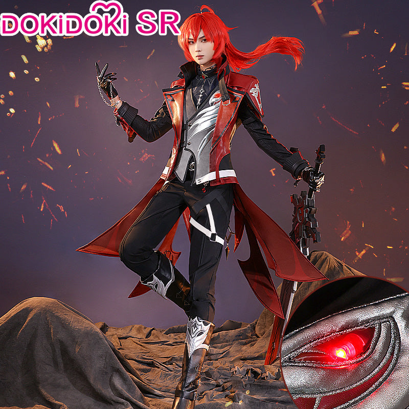 【Ready For Ship】【Last Batch】DokiDoki-SR Game Genshin Impact Cosplay Diluc Costume / Shoes Red Dead of Night