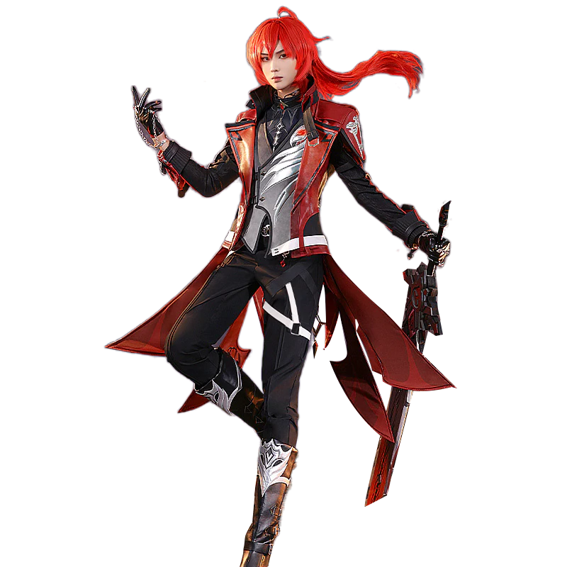 【Ready For Ship】【Last Batch】DokiDoki-SR Game Genshin Impact Cosplay Diluc Costume / Shoes Red Dead of Night