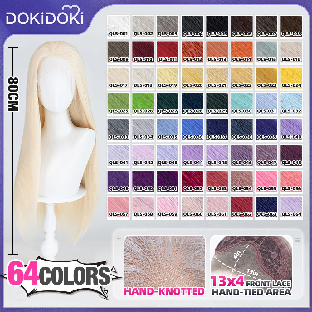 【Partially Ready For Ship】【80cm Hand Knotted Front Lace】DokiDoki Cosplay Wig Basic Wig Long Straight Red / White / Black / Yellow / Orange / Purple / Blue / Green / Brown Hair Wig Base