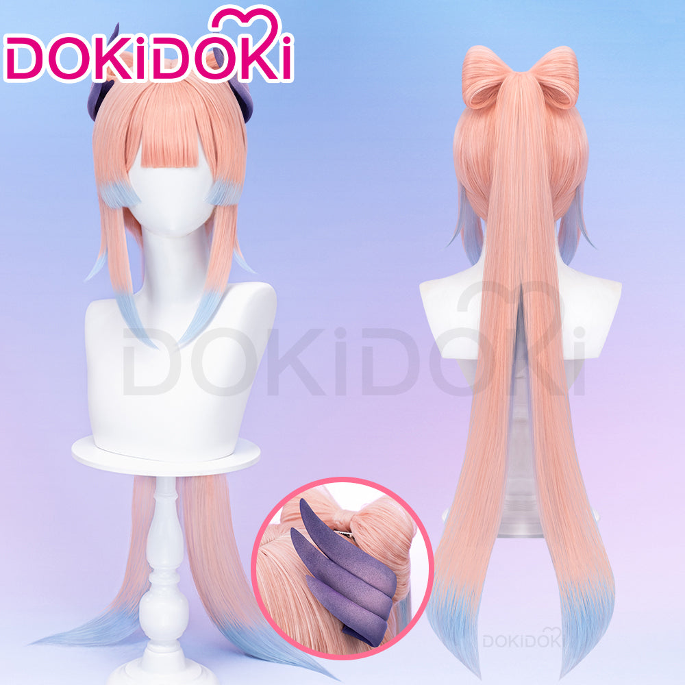 DokiDoki Game Genshin Impact Sangonomiya Kokomi Cosplay Wig Pink Women Long Straight/ Head Accessories