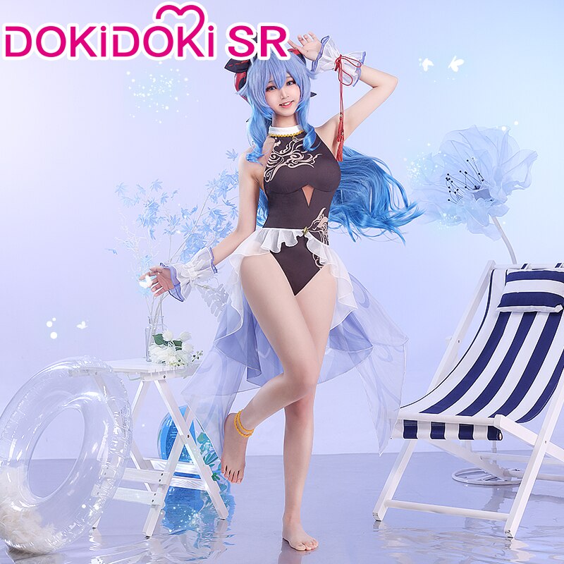 【US LOCAL SHIPPING 】DokiDoki-SR Game Genshin Impact Ganyu Cosplay Costume Doujin Swimsuit