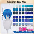 【Blue】【Teased Top】DokiDoki Cosplay Wig Basic Wig Short Straight Blue 35 CM Hair Wig Base
