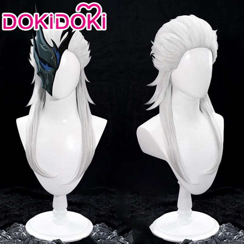 DokiDoki Game Genshin Impact Fatui Harbinger Cosplay Pierro Cosplay Wig Long White