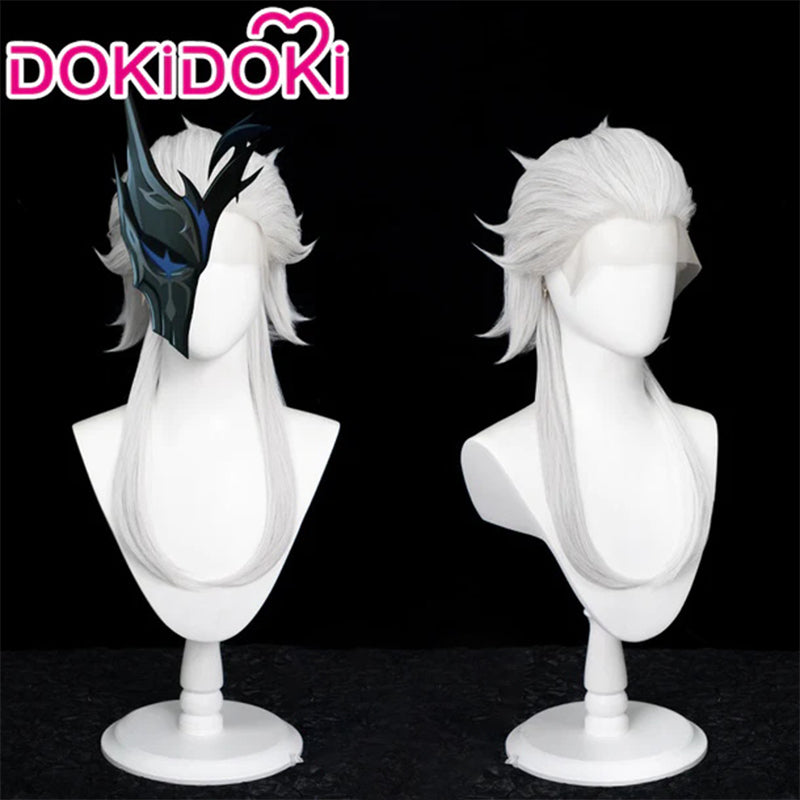 【Ready For Ship】【Front Lace】DokiDoki Game Genshin Impact Fatui Harbinger Cosplay Pierro Cosplay Wig White Front Lace