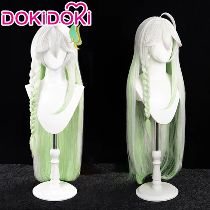 【Ready For Ship】DokiDoki Game Genshin Impact Cosplay The Greater Lord Rukkhadevata Wig Nahida Long White Green