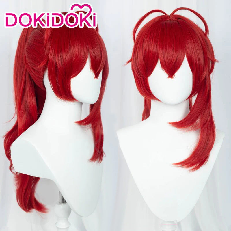 【Ready For Ship】DokiDoki Game Genshin Impact Diluc High Ponytail Cosplay Long Hair