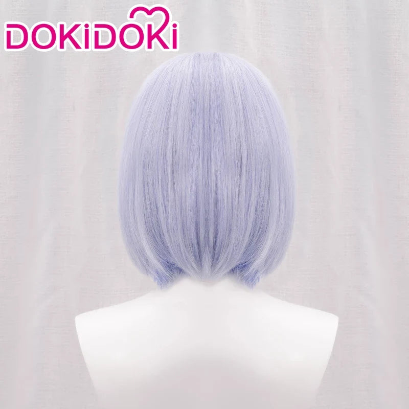 【Last Batch】DokiDoki Game Genshin Impact Cosplay Fatui Harbinger Cryo Cicin Mage Cosplay Wig Short Blue