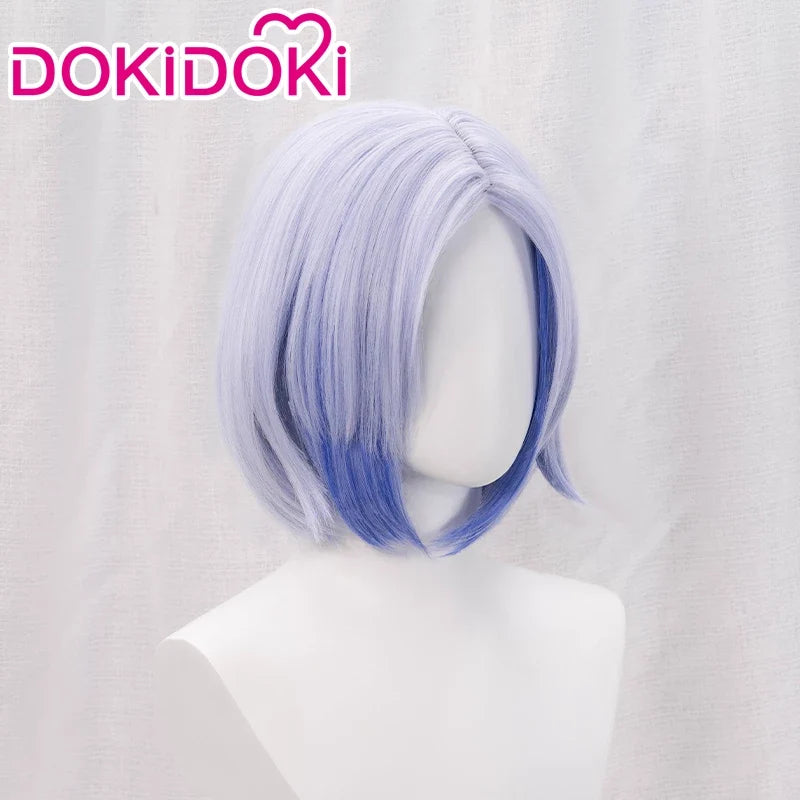 【Last Batch】DokiDoki Game Genshin Impact Cosplay Fatui Harbinger Cryo Cicin Mage Cosplay Wig Short Blue