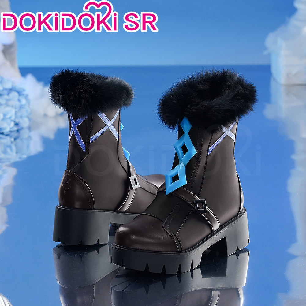 DokiDoki-SR Game Genshin Impact Cosplay Traveler Lumine Shoes Ying Night Hunt in Snow Snezhnaya