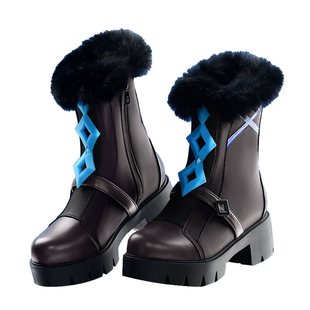 DokiDoki-SR Game Genshin Impact Cosplay Traveler Lumine Shoes Ying Night Hunt in Snow Snezhnaya