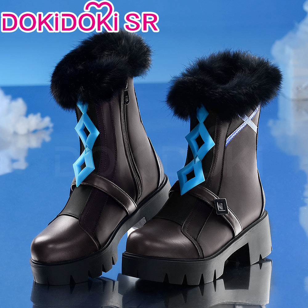 DokiDoki-SR Game Genshin Impact Cosplay Traveler Lumine Shoes Ying Night Hunt in Snow Snezhnaya