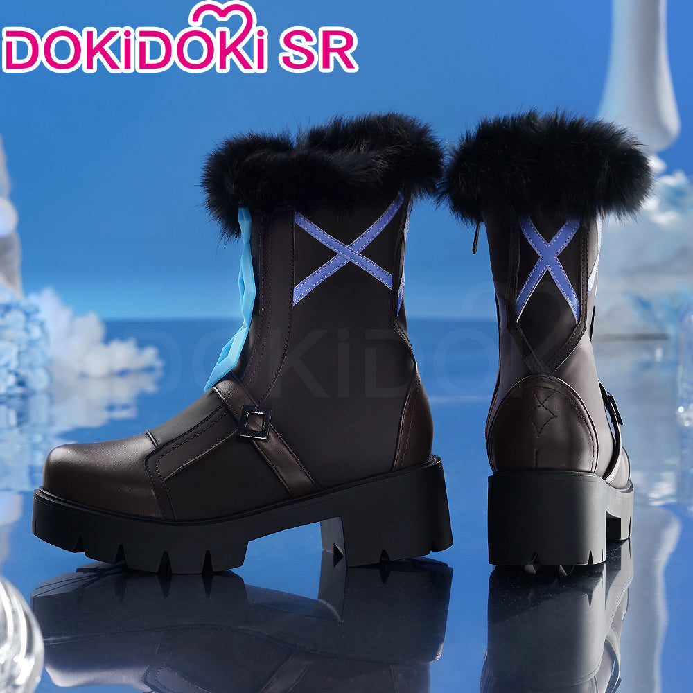 DokiDoki-SR Game Genshin Impact Cosplay Traveler Lumine Shoes Ying Night Hunt in Snow Snezhnaya