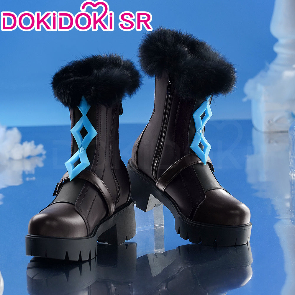 DokiDoki-SR Game Genshin Impact Cosplay Traveler Lumine Shoes Ying Night Hunt in Snow Snezhnaya