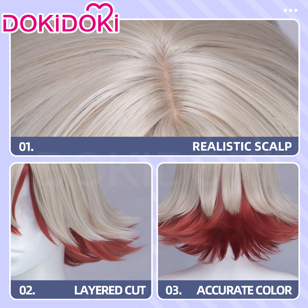 【Ready For Ship】DokiDoki Anime GACHIAKUTA Cosplay Fu Orostor Wig Short Blond Red Endings Hair