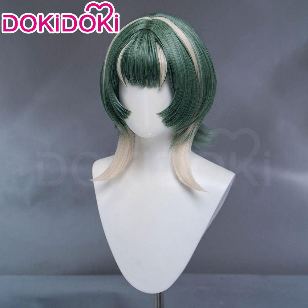 DokiDoki Anime GACHIAKUTA Cosplay Guita Wig / Tattoo Short Green Silver Highlight Hair