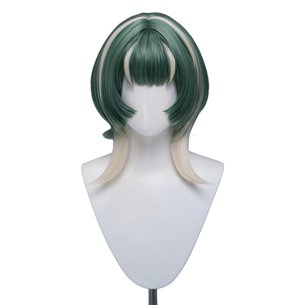 【EU Local Shipping】DokiDoki Anime GACHIAKUTA Cosplay Guita Wig / Tattoo Short Green Silver Highlight Hair