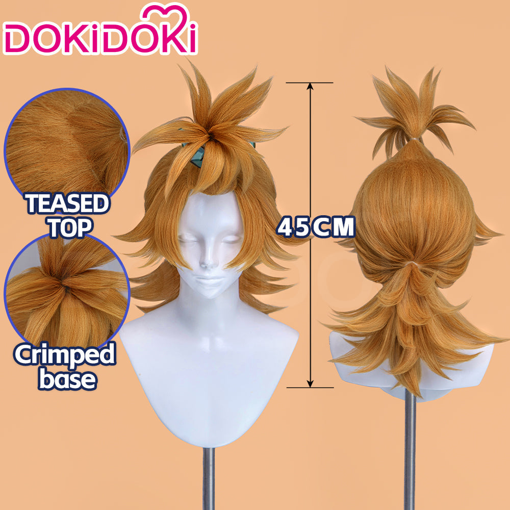 【Ready For Ship】【Front Lace】DokiDoki Anime GACHIAKUTA Cosplay Remlin Tysark Wig Long Orange Hair Upward Ponytail