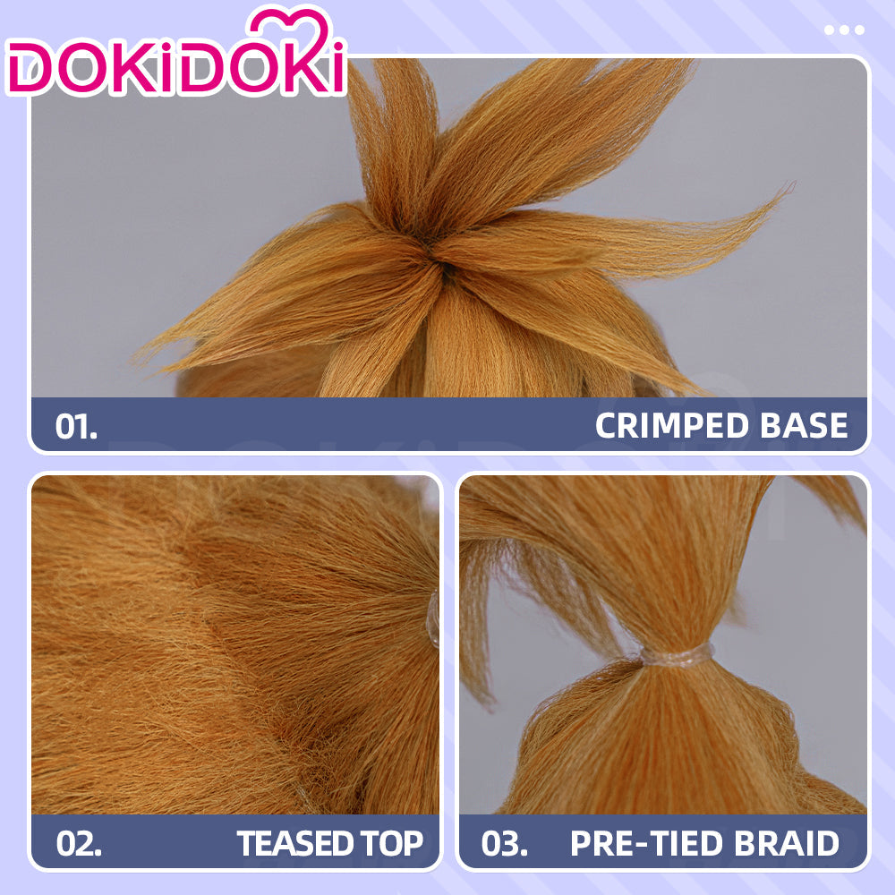 【Ready For Ship】【Front Lace】DokiDoki Anime GACHIAKUTA Cosplay Remlin Tysark Wig Long Orange Hair Upward Ponytail