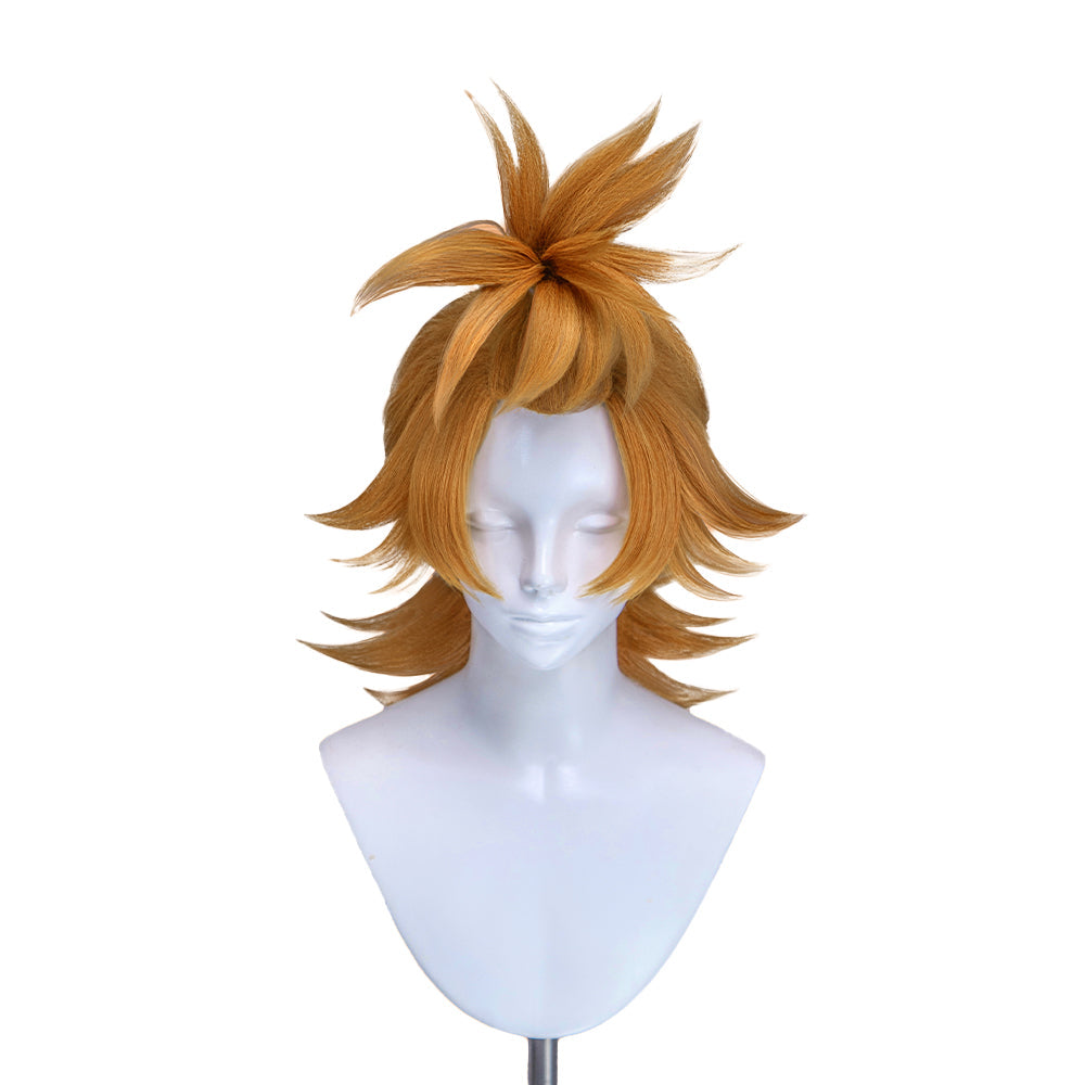 【Ready For Ship】【Front Lace】DokiDoki Anime GACHIAKUTA Cosplay Remlin Tysark Wig Long Orange Hair Upward Ponytail