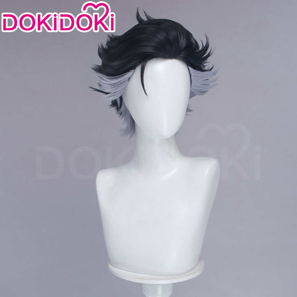 【Front Lace】DokiDoki Anime GACHIAKUTA Cosplay Zodyl Typhon Wig Short Blak Gery Hair