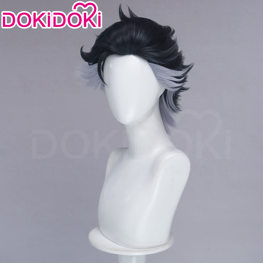 【Front Lace】DokiDoki Anime GACHIAKUTA Cosplay Zodyl Typhon Wig Short Blak Gery Hair