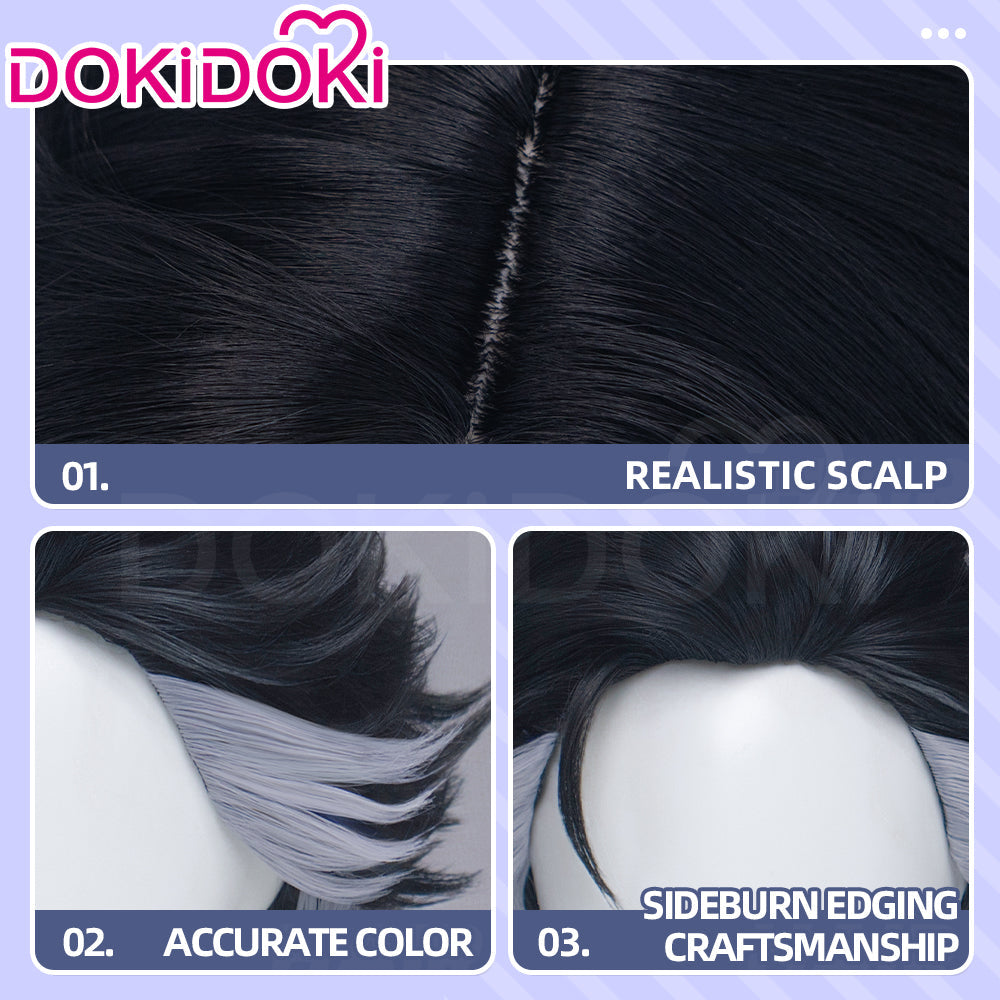 【Front Lace】DokiDoki Anime GACHIAKUTA Cosplay Zodyl Typhon Wig Short Blak Gery Hair