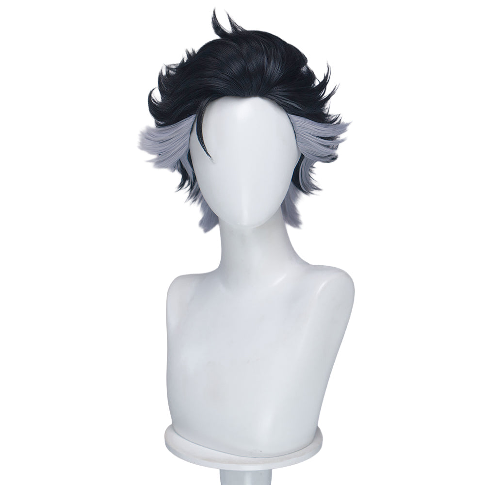 【Front Lace】DokiDoki Anime GACHIAKUTA Cosplay Zodyl Typhon Wig Short Blak Gery Hair