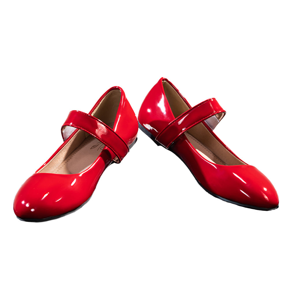 DokiDoki Anime Game Cosplay Glossy Red Patent Flats Shoes