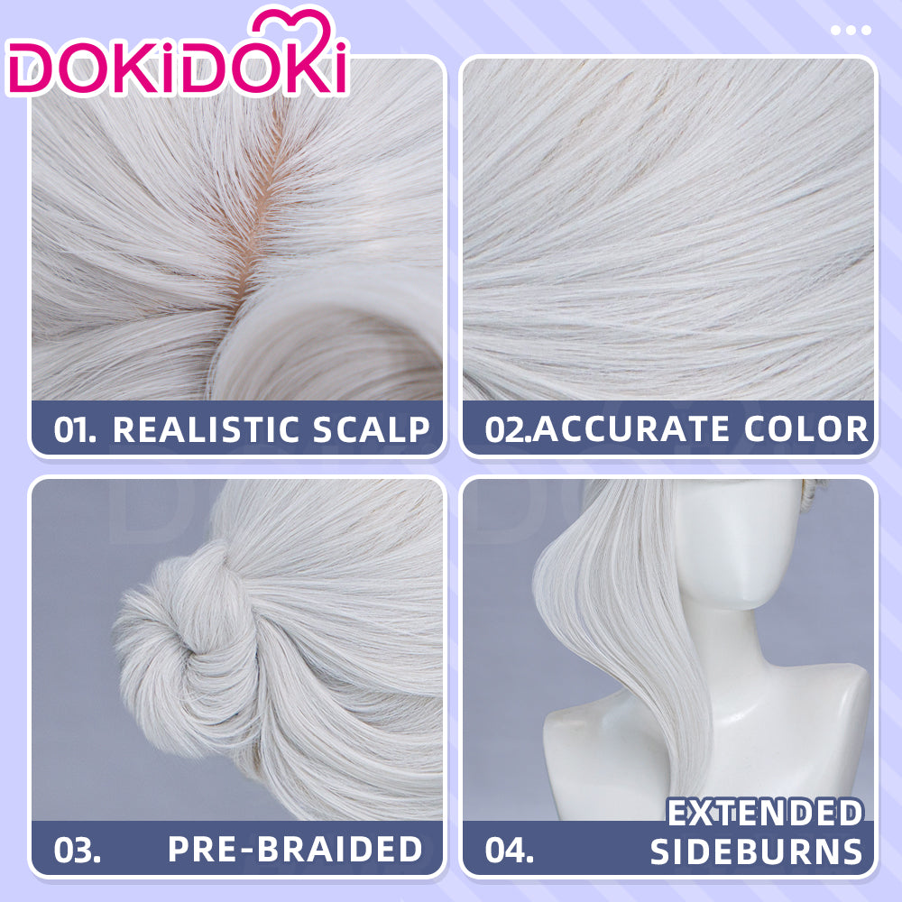 DokiDoki Anime Manga GACHIAKUTA Cosplay Too Lily Wig Long Curly Silver Pre-Braided Hair