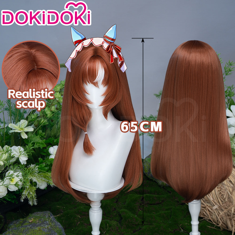 【Ready For Ship】DokiDoki Game Cosplay Wig / Tail Long Straight Brown Hair