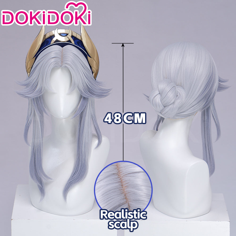 【Ready For Ship】DokiDoki Game Genshin Impact Cosplay Canon Wig Long Grey Gradient Goddess Of The Forst Moon