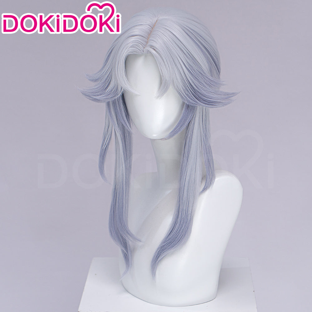 【Ready For Ship】DokiDoki Game Genshin Impact Cosplay Canon Wig Long Grey Gradient Goddess Of The Forst Moon