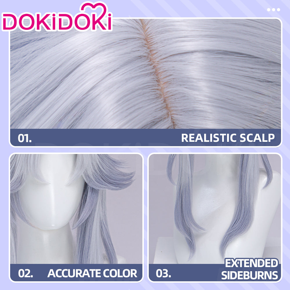 【Ready For Ship】DokiDoki Game Genshin Impact Cosplay Canon Wig Long Grey Gradient Goddess Of The Forst Moon