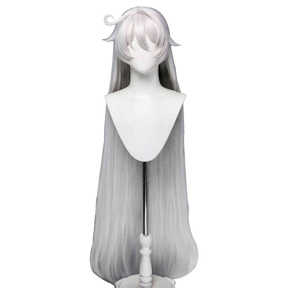 【Ready For Ship】DokiDoki Game Genshin Impact Cosplay Asmoday Wig Long Straight Silver Hair Ruler of Space Song of the Welkin Moon