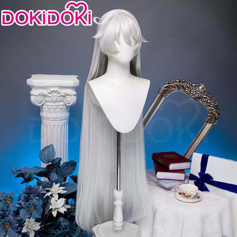 【Ready For Ship】DokiDoki Game Genshin Impact Cosplay Asmoday Wig Long Straight Silver Hair Ruler of Space Song of the Welkin Moon